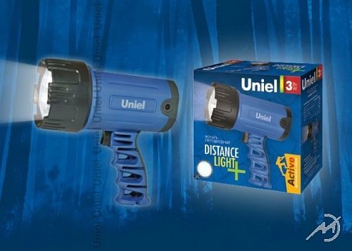 Фонарь Uniel S-SL016-BB (4xR14) 1св.д 3W,синий пластик+резина,запасные батарейки