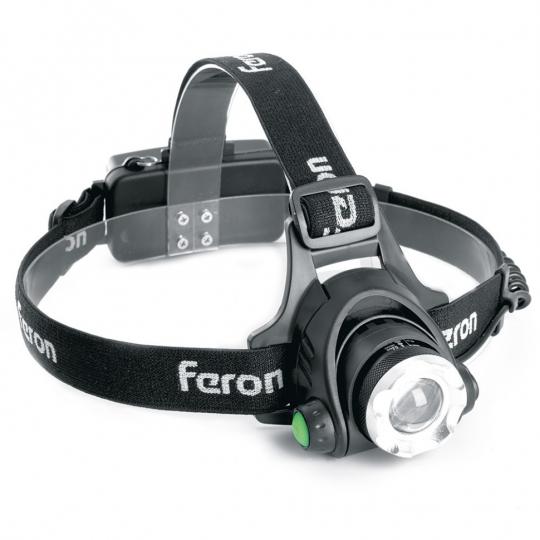 Фонарь налобный FERON TH2305 ZOOM c аккумулятором 2*18650 5W IP44 пластик,алюминий