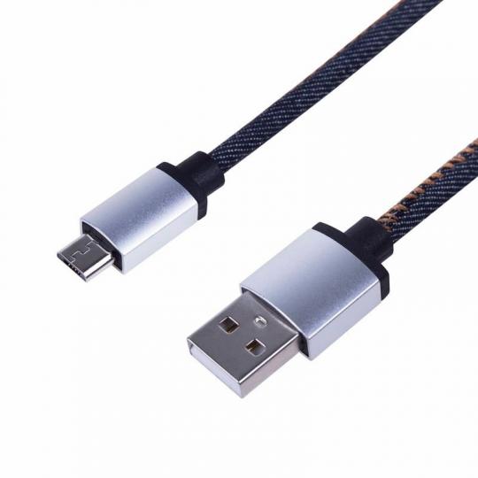 Кабель REXANT USB-MicroUSB джинсовая оплетка, 1м
