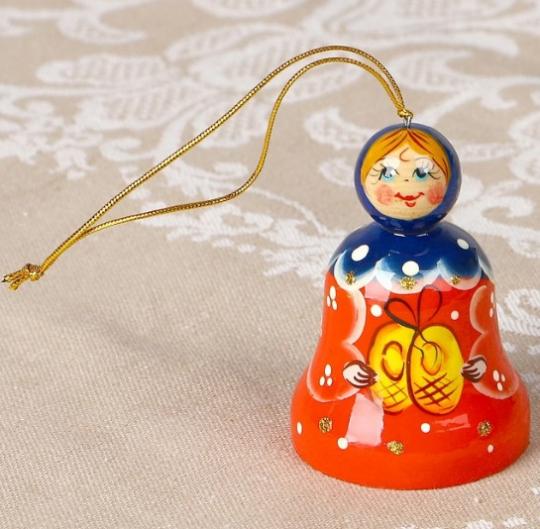 Колокольчик малый Матрешка 6,5см, микс