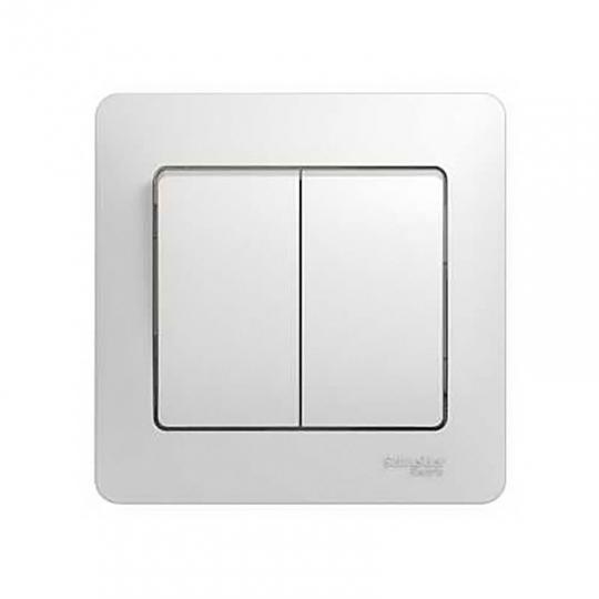 Выключатель Glossa двухклавишный в сборе белый Schneider Electric
