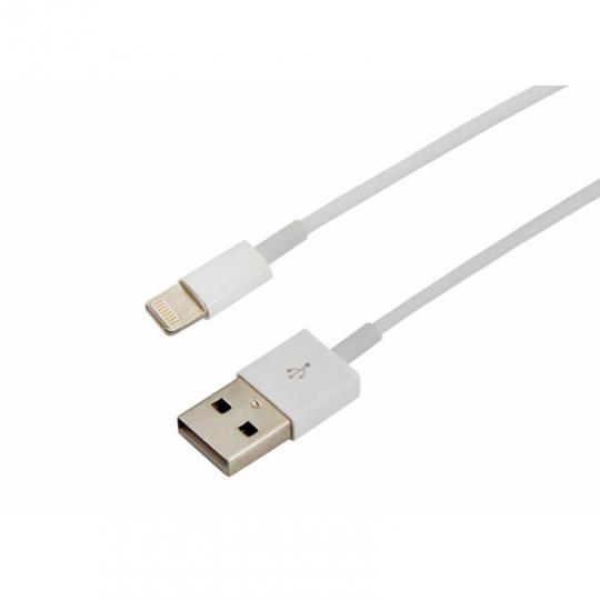 USB кабель для iPhone 5/6/7 моделей ОРИГИНАЛ (чип MFI) 1М белый REXANT