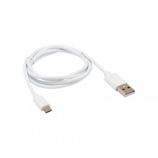USB кабель microUSB длинный штекер 1М белый REXANT