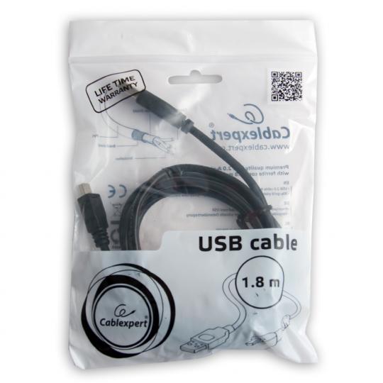 Кабель мультимедийный USB2.0-MiniUSB 5P с ф/фильтром 1.8м Belsis