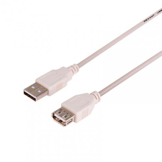 Шнур REXANT USB 2.0 Aгн. - Ашт. 3m Rexant
