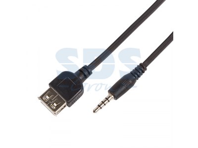 Шнур Стерео 3,5 мм 4C/AUX - USB A (male) гнездо, длина 1 метр (PE пакет) REXANT