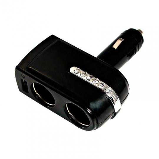 Разветвитель прикуривателя 1шт.-2гн.+зарядка USB 5V 2A