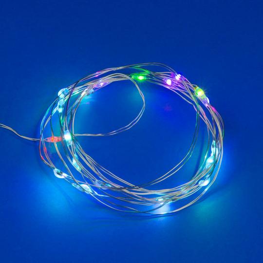 Гирлянда Uniel, свет RGB, нить, с контр., 3*АА, с ПДУ, 