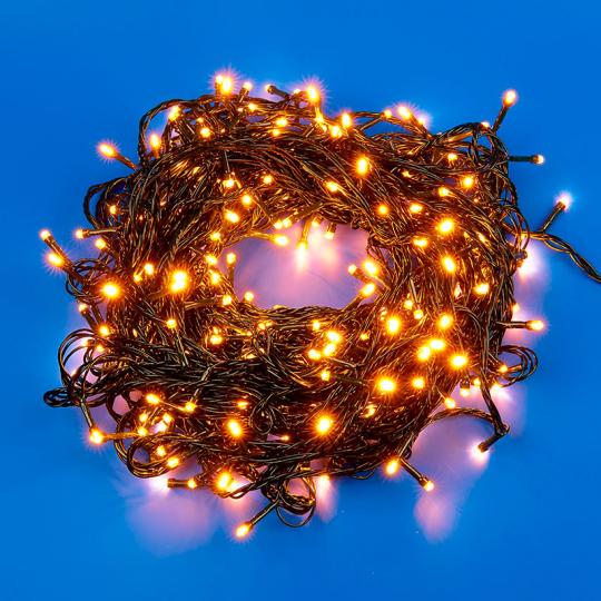 Гирлянда Uniel, свет теплый белый, нить, c контр., 500LED, 50м. зел. провод