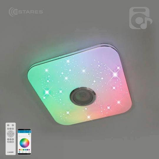 Светильник с/д потолочный ESTARES MUSIC RGB 40W, квадрат S-330-WHITE/CHROME-220V-IP20