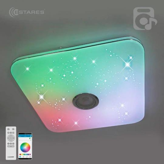 Светильник с/д потолочный ESTARES MUSIC RGB 80W, квадрат S-430-WHITE/CHROME-220V-IP20