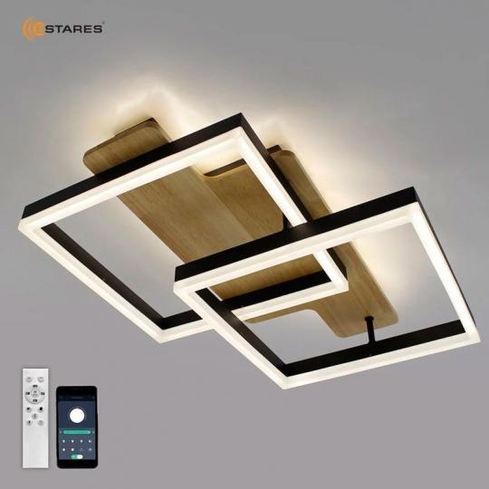 Люстра с/д ESTARES WOODY LOFT 85W  2S-APP-500*430*135-BLACK/WOOD-220-IP20