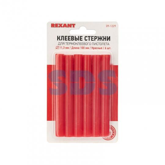Термоклей толстый d=11,3 мм, L=100 мм, красные (упак. 6 шт. ) REXANT